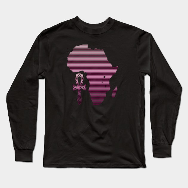 African Tribal Ankh - Purple Long Sleeve T-Shirt by hybridgothica